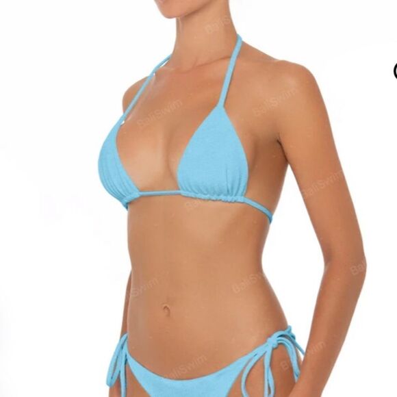 Carvico Classic Triangle‎ Bikini Top Light Blue S Nwt - Picture 2 of 4